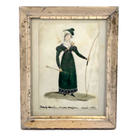 1821 Derby Archery Society Archeress Watercolor Miniature in Period Frame