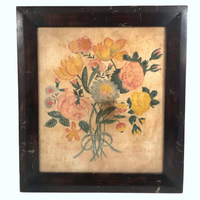 1829 Bouquet of Flowers Theorem on Velvet, Signed, With Provenance