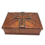 MOTHER, Extra Folky Old Match Stick Tramp Art Box with Polka Dot Interior and Rich Patina