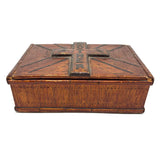 MOTHER, Extra Folky Old Match Stick Tramp Art Box with Polka Dot Interior and Rich Patina