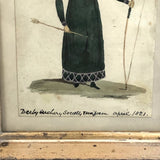 1821 Derby Archery Society Archeress Watercolor Miniature in Period Frame