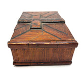 MOTHER, Extra Folky Old Match Stick Tramp Art Box with Polka Dot Interior and Rich Patina