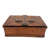 MOTHER, Extra Folky Old Match Stick Tramp Art Box with Polka Dot Interior and Rich Patina