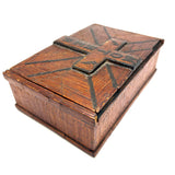 MOTHER, Extra Folky Old Match Stick Tramp Art Box with Polka Dot Interior and Rich Patina