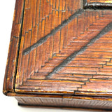 MOTHER, Extra Folky Old Match Stick Tramp Art Box with Polka Dot Interior and Rich Patina