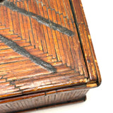 MOTHER, Extra Folky Old Match Stick Tramp Art Box with Polka Dot Interior and Rich Patina