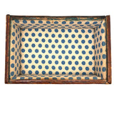 MOTHER, Extra Folky Old Match Stick Tramp Art Box with Polka Dot Interior and Rich Patina
