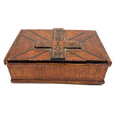 MOTHER, Extra Folky Old Match Stick Tramp Art Box with Polka Dot Interior and Rich Patina