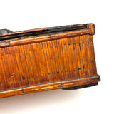 MOTHER, Extra Folky Old Match Stick Tramp Art Box with Polka Dot Interior and Rich Patina