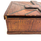 MOTHER, Extra Folky Old Match Stick Tramp Art Box with Polka Dot Interior and Rich Patina