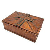 MOTHER, Extra Folky Old Match Stick Tramp Art Box with Polka Dot Interior and Rich Patina