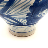 Large Hand-thrown Blue on White Stoneware Pitcher with Beautiful Staple Repair