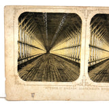 Interior of Niagara Suspension Bridge, Antique Paper Print Stereoview