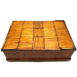 MOTHER, Extra Folky Old Match Stick Tramp Art Box with Polka Dot Interior and Rich Patina