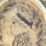 Very Naive Late 18th/Early 19th Century Ink Drawn Folk Portrait of Abigail, in Mourning Locket