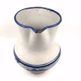 Large Hand-thrown Blue on White Stoneware Pitcher with Beautiful Staple Repair