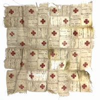 Stunning 1918 Hopewell Lodge Masonic Silk Ribbon Quilt with Red Crosses (Delicate)