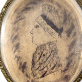 Very Naive Late 18th/Early 19th Century Ink Drawn Folk Portrait of Abigail, in Mourning Locket