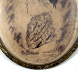 Very Naive Late 18th/Early 19th Century Ink Drawn Folk Portrait of Abigail, in Mourning Locket