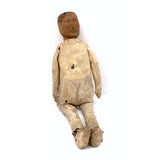 Exquisite Antique Wood and Hide Inuit Doll, 14 Inches