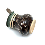 Salt Cellars, Pepper Shaker, Mustard Pot: James Macintyre Pottery "Agateware" Marbled Slipware Set, Staffordshire, c. 1860s