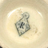 Salt Cellars, Pepper Shaker, Mustard Pot: James Macintyre Pottery "Agateware" Marbled Slipware Set, Staffordshire, c. 1860s