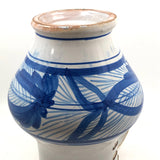 Large Hand-thrown Blue on White Stoneware Pitcher with Beautiful Staple Repair