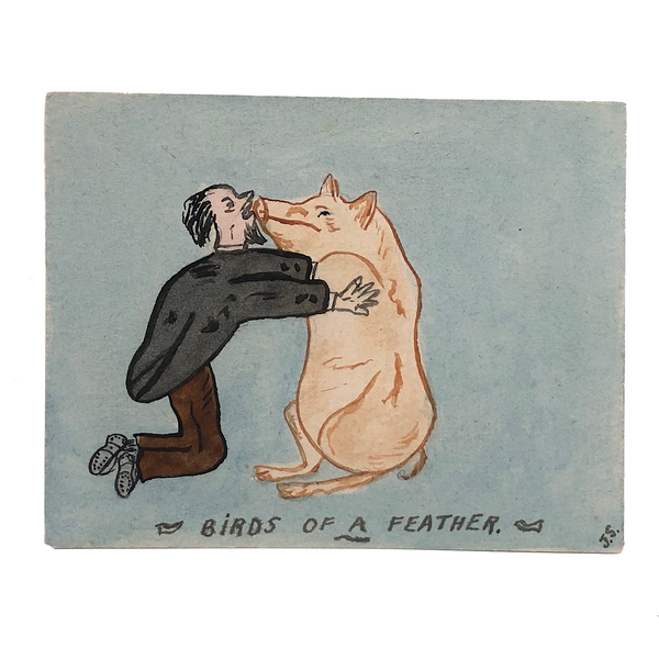 Birds of A Feather! J. Southcombe 1908 British Watercolor Postcard