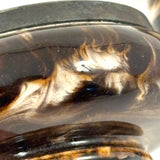 Salt Cellars, Pepper Shaker, Mustard Pot: James Macintyre Pottery "Agateware" Marbled Slipware Set, Staffordshire, c. 1860s