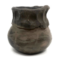 OLD Pueblo Black Pottery Vessel with Unusual Pinched Neck