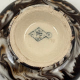 Salt Cellars, Pepper Shaker, Mustard Pot: James Macintyre Pottery "Agateware" Marbled Slipware Set, Staffordshire, c. 1860s