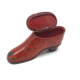 19th C. Red Shoe Lacquered Papier Mache Snuff Box