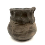 OLD Pueblo Black Pottery Vessel with Unusual Pinched Neck