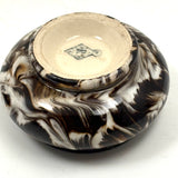 Salt Cellars, Pepper Shaker, Mustard Pot: James Macintyre Pottery "Agateware" Marbled Slipware Set, Staffordshire, c. 1860s