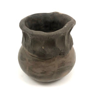 OLD Pueblo Black Pottery Vessel with Unusual Pinched Neck