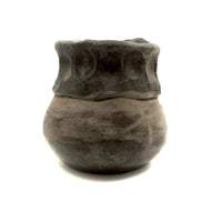 OLD Pueblo Black Pottery Vessel with Unusual Pinched Neck