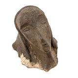 Stylized Modernist Slip Glazed Clay Head of a Woman with Craquelure