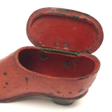 19th C. Red Shoe Lacquered Papier Mache Snuff Box