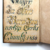 Glorious 1850 Pennsylvania German Fraktur Watercolor Bookplate with Pointing Hand, Berks County
