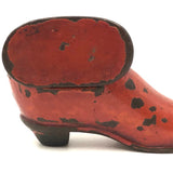 19th C. Red Shoe Lacquered Papier Mache Snuff Box
