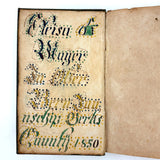 Glorious 1850 Pennsylvania German Fraktur Watercolor Bookplate with Pointing Hand, Berks County
