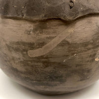 OLD Pueblo Black Pottery Vessel with Unusual Pinched Neck