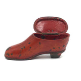 19th C. Red Shoe Lacquered Papier Mache Snuff Box