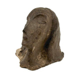 Stylized Modernist Slip Glazed Clay Head of a Woman with Craquelure