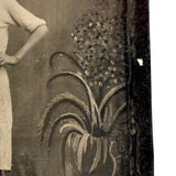 Young Man in Apron and Crown Like Hat, Moody and Poetic Feeling Antique Tintype