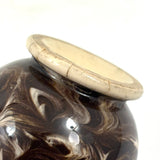Salt Cellars, Pepper Shaker, Mustard Pot: James Macintyre Pottery "Agateware" Marbled Slipware Set, Staffordshire, c. 1860s