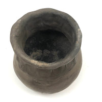 OLD Pueblo Black Pottery Vessel with Unusual Pinched Neck