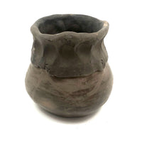 OLD Pueblo Black Pottery Vessel with Unusual Pinched Neck