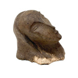 Stylized Modernist Slip Glazed Clay Head of a Woman with Craquelure