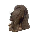 Stylized Modernist Slip Glazed Clay Head of a Woman with Craquelure
